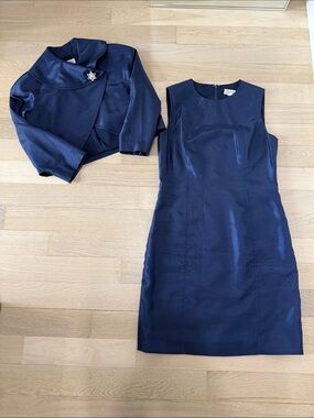 Tahari Navy Sheath Dress with Coordinating Bolero